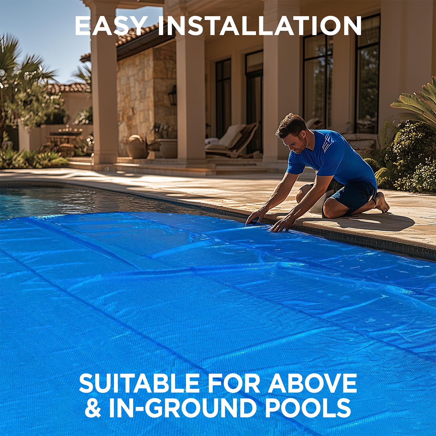 Shop Square 12' x 24' Oval Solar Cover for Inground and Above Ground Pools, 12 Mil - Premium Heavy Duty Solar Blanket for Above Ground Pool, Blue - Made in USA - Image 6