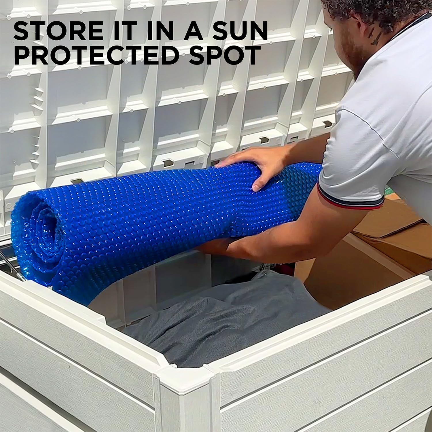 Shop Square 21 Foot Round Solar Cover for Inground and Above Ground Pools, 12 Mil - Premium Heavy Duty Solar Blanket for Above Ground Pool, Blue - Made in USA - Image 7
