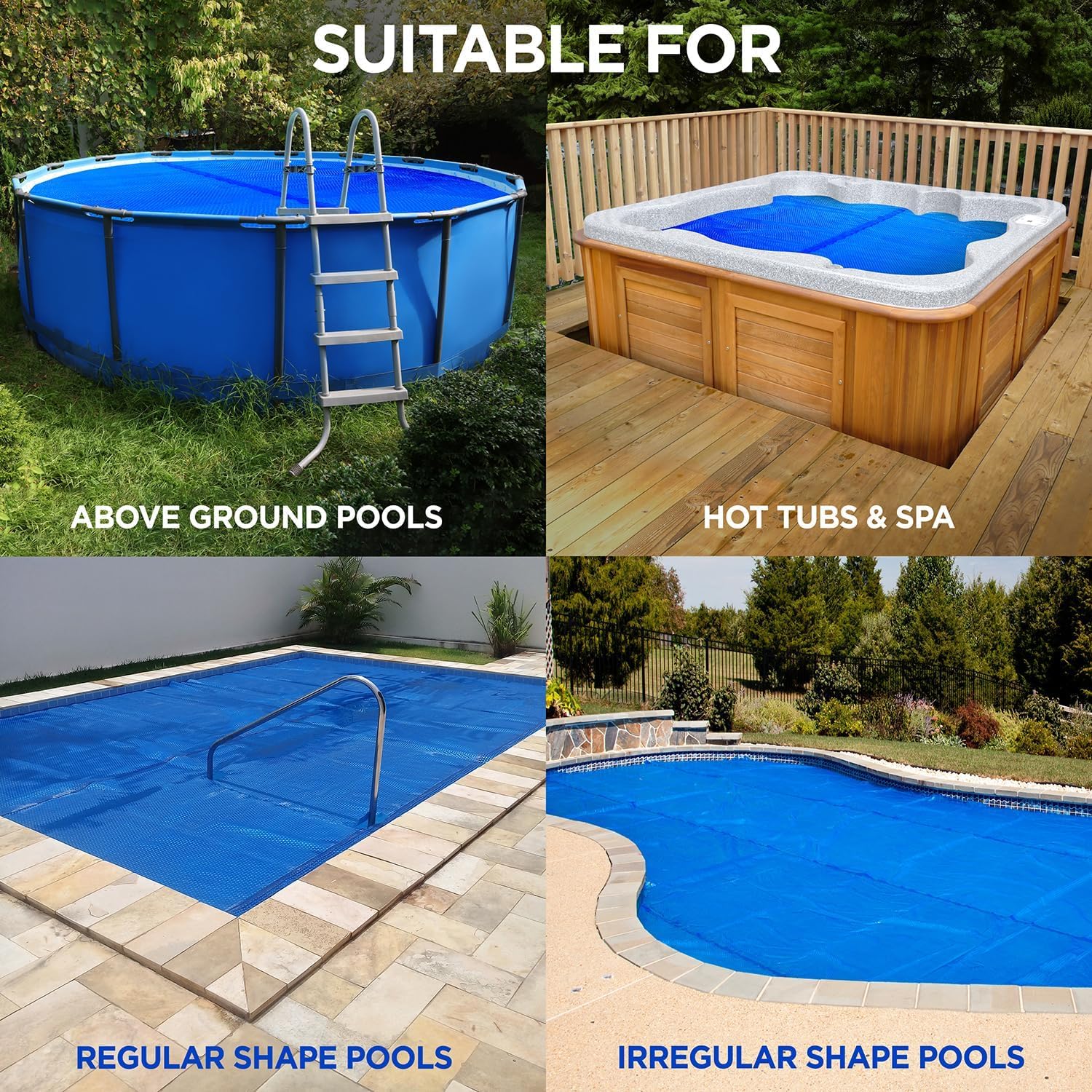 Shop Square 18 x 36 Foot Rectangle Solar Pool Cover for Inground and Above Ground Pools, 16 Mil - Premium Heavy Duty Solar Blanket for Above Ground Pool, Blue - Made in USA - Image 3