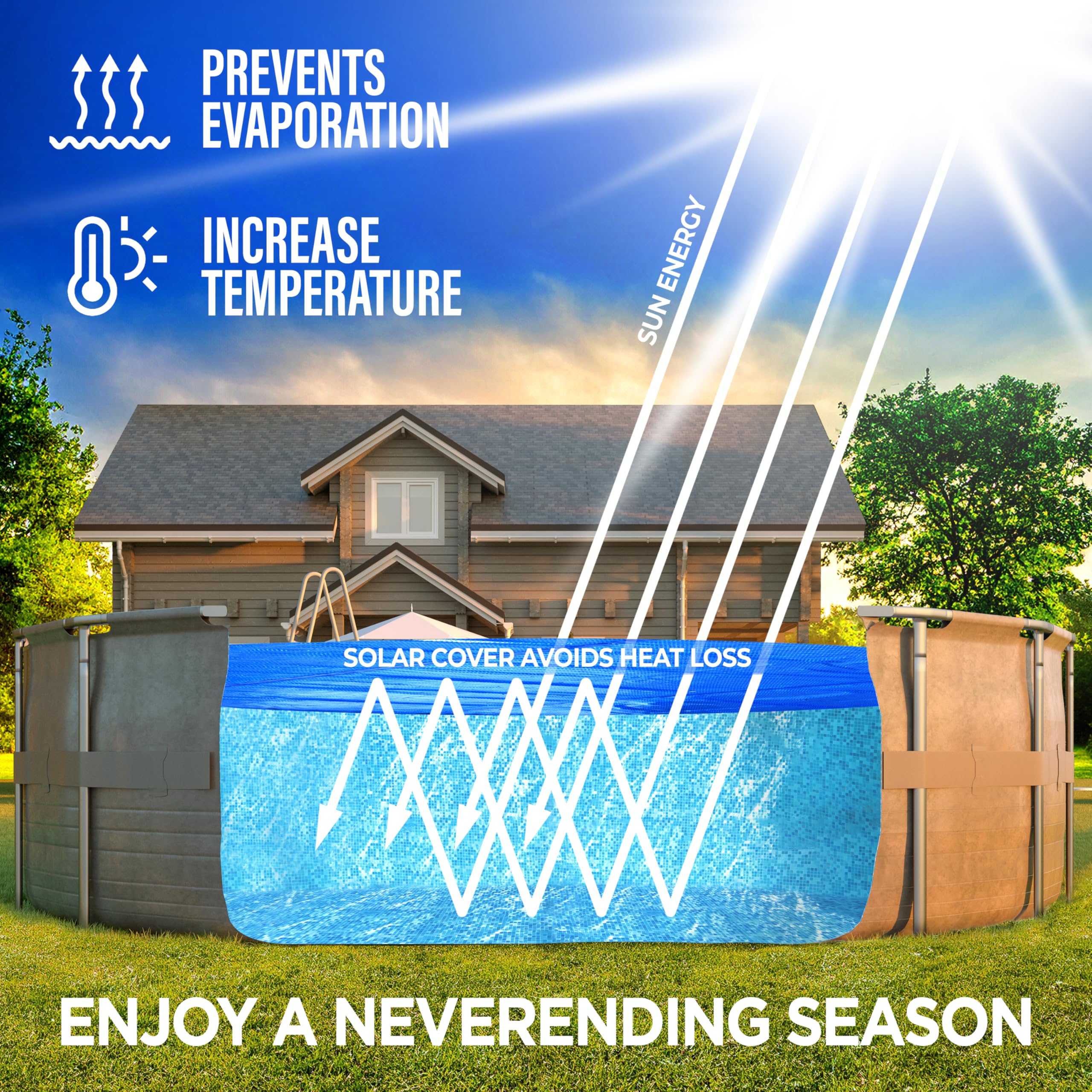 Shop Square 21 Foot Round Solar Cover for Inground and Above Ground Pools, 12 Mil - Premium Heavy Duty Solar Blanket for Above Ground Pool, Blue - Made in USA - Image 4