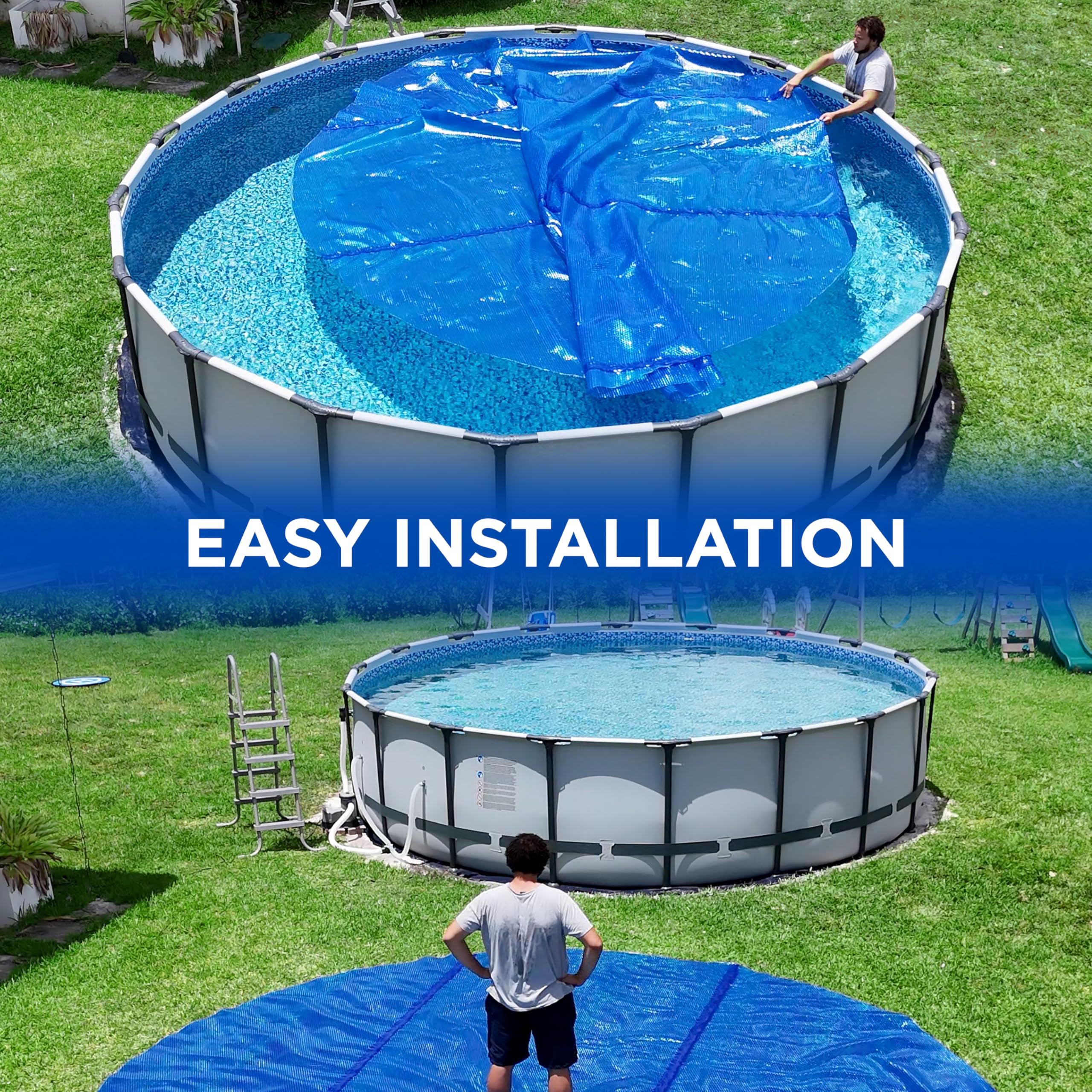 Shop Square 21 Foot Round Solar Cover for Inground and Above Ground Pools, 12 Mil - Premium Heavy Duty Solar Blanket for Above Ground Pool, Blue - Made in USA - Image 6